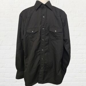 Rancho Estonia Black Pearl Snap Western Shirt L EUC Polyester